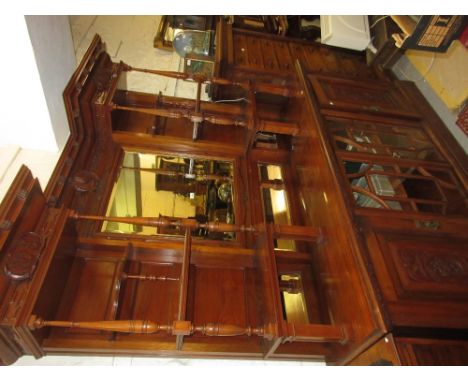 Good quality large Victorian walnut sideboard with a mirror and shelf back, above pair of centre astragal glazed doors flanke