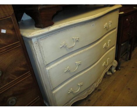 Modern French style three drawer commode chest with painted finish raised on low cabriole supports