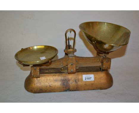 Pair of 20th Century iron and brass pan scales