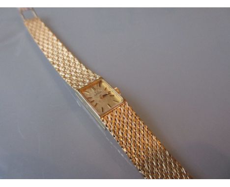 Ladies Omega 18ct gold cased wristwatch with integral bracelet strap
