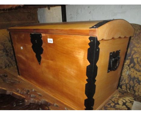 Reproduction metal banded wooden dome top trunk