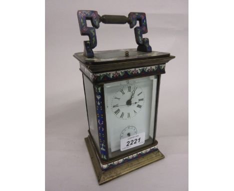 Reproduction cloisonne and brass repeater carriage clock