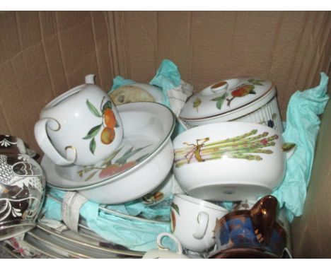 Quantity of Royal Worcester Evesham pattern dinner and teaware, together with a copper lustre jug and a Gray's pottery silver