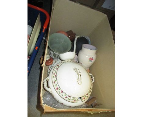 Wedgwood pottery tureen cover, ladle and stand together with two Poole Pottery vases, quantity of Wedgwood Jasperware and oth
