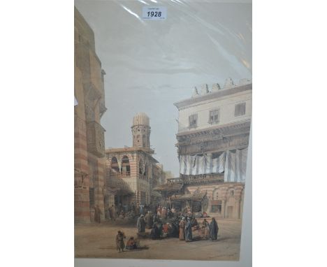 David Roberts R.A., full page hand coloured lithograph, ' Bazaar of the Coppersmiths, Cairo ', published F.G. Moon, 1848