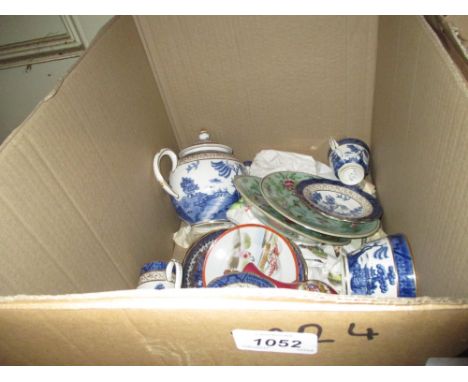 Pair of Canton enamel decorated plates and a quantity of various blue and white china etc