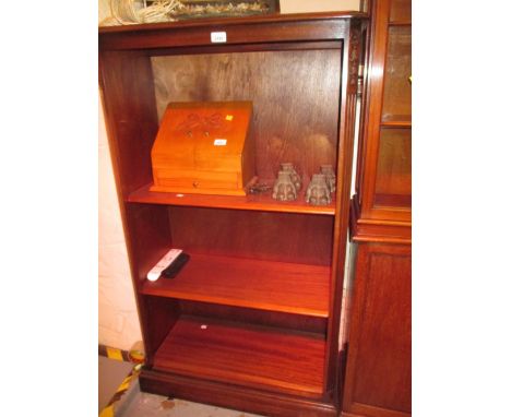 Reproduction mahogany three shelf open bookcase
