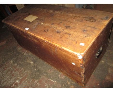 19th Century pine trunk with iron carrying handles