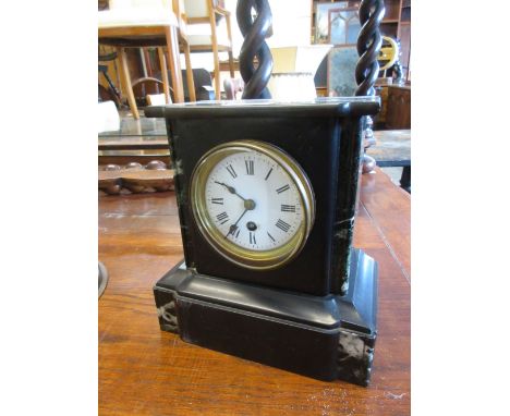 19th Century French black slate single train mantel clock