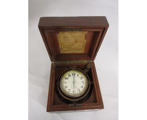 Longines World War II marine chronometer, the 8cm dial with Arabic numerals, subsidiary seconds dial and up / down regulation