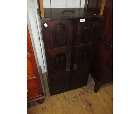 Two door hardwood cabinet / trunk with brass mounts (a/f)