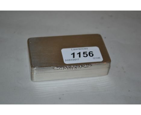 Reeded and engine turned rectangular London silver snuff box by Asprey and Co. 