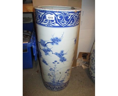 19th Century Japanese blue and white cylindrical stick stand