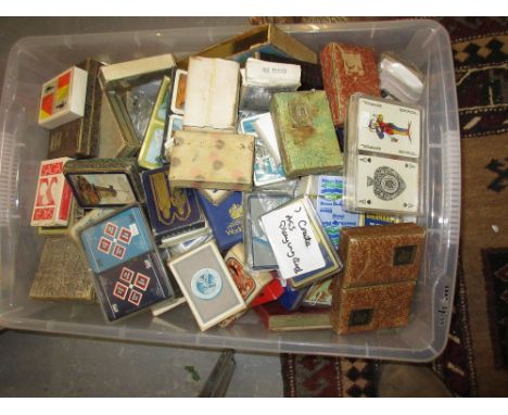 Similar crate containing a quantity of various vintage assorted playing cards