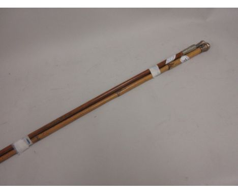 Victorian silver mounted swagger stick and two others
