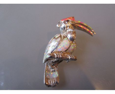 Silver opal set brooch in the form of a toucan