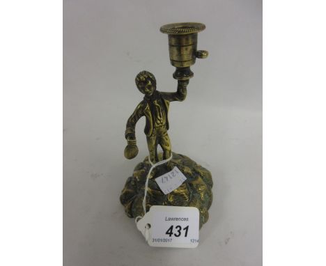 Small bronze figural candlestick