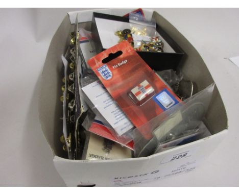 Box containing a quantity of mixed enamel and other badges
