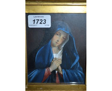 Early 19th Century watercolour with gum arabic, portrait of the Madonna, 5ins x 4ins