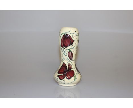 A MOORCROFT "CHOCOLATE COSMOS" VASE, first quality. 15cm