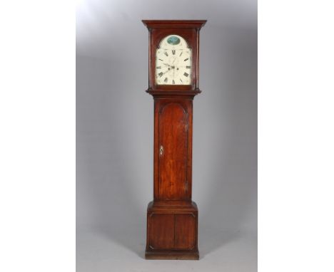 THOMAS HUMPHREYS, BARNARD CASTLE, A 19TH CENTURY OAK EIGHT-DAY LONGCASE CLOCK, the 12½-inch break-arch painted dial with subs