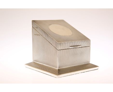 A GEORGE V SILVER CIGARETTE BOX, London 1929, with engine turned ground and vacant cartouche. 11.5cm wide