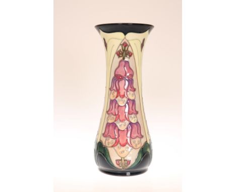 A LARGE MOORCROFT "FOXGLOVE" VASE, first quality. 30cm