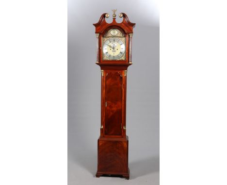 JOHN STEWART, EDINBURGH, A SCOTTISH GEORGE III MAHOGANY EIGHT-DAY LONGCASE CLOCK, the 12-inch break-arch brass dial with silv