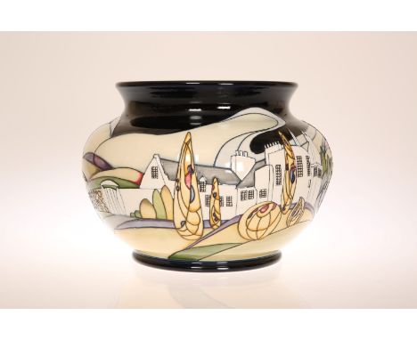 A LARGE MOORCROFT "WINDY HILL" JARDINIERE, trial piece dated 20.11.17, first quality. Height 21cm, width 28cm