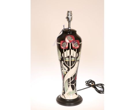 A MOORCROFT "TALWIN" TABLE LAMP, first quality. Overall 51cm