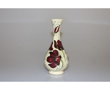 A MOORCROFT "CHOCOLATE COSMOS" VASE, first quality. 15cm