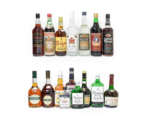 Mixed Spirits: Lamb's Navy Rum (one bottle), VM Liquors Ron Blanco (one bottle), Clarke's Bourbon Whiskey (one bottle), Osbor