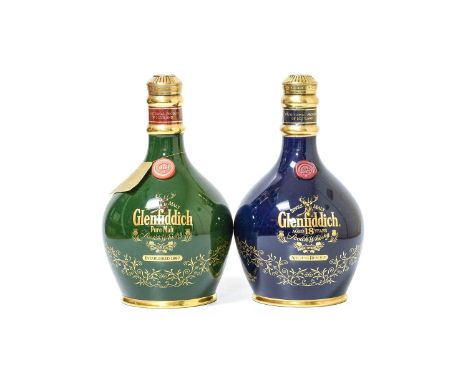 Glenfiddich 18 Year Old Pure Malt Scotch Whisky, green Spode decanter bottling, 43% vol 750ml (one bottle), Glenfiddich "Anci