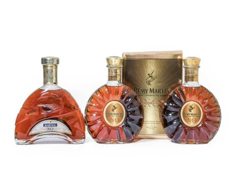 Rémy Martin Premier Cru X.O. Grande Champagne Cognac (two bottles), Martell X.O. Extra Old Cognac (one bottle) (3)