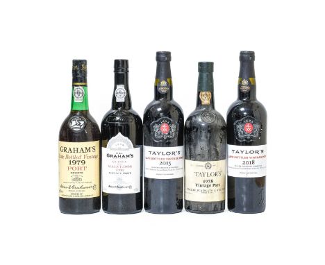 Taylor's 1975 Vintage Port (one bottle), Graham's Quinta dos Malvedos 1998 Vintage Port (one bottle), Taylor's Late Bottled V