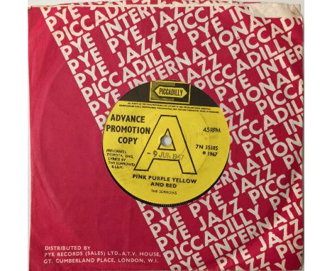 THE SORROWS - PINK PURPLE YELLOW AND RED 7" (7N 35385 - PROMO). A rare promotional 45 here by The Sorrows to include Pink Pur