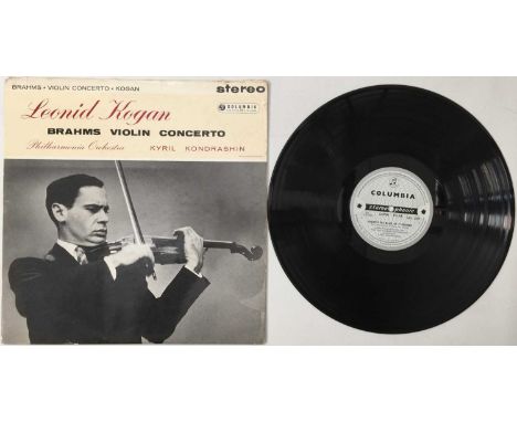 LEONID KOGAN - BRAHMS: VIOLIN CONCERTO LP (UK STEREO - BLUE/ SILVER COLUMBIA - SAX 2307). A scarce, original UK stereo LP pre