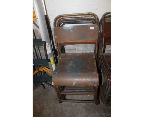 SIX VINTAGE MILITARY STACKING CHAIRS
