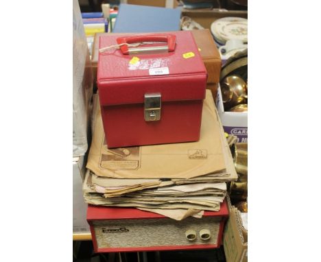 A QUANTITY OF ASSORTED RECORDS, TOGETHER WITH A DANSETTE RECORD PLAYER 