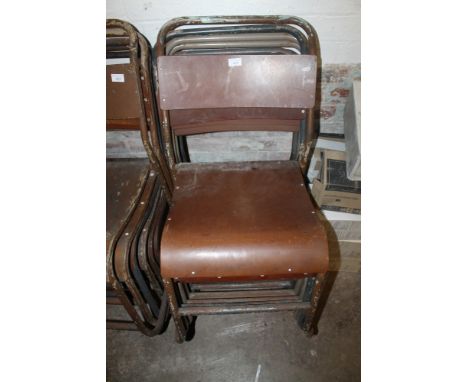 SIX VINTAGE MILITARY STACKING CHAIRS