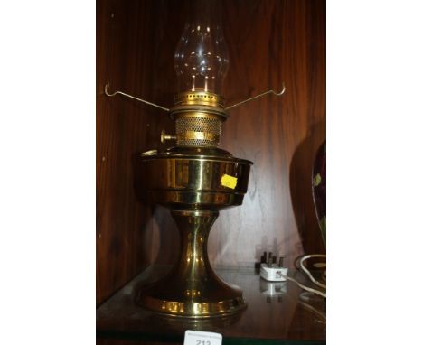 A BRASS PARAFFIN LAMP