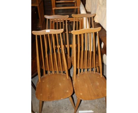 A SET OF FOUR ERCOL CHAIRS 