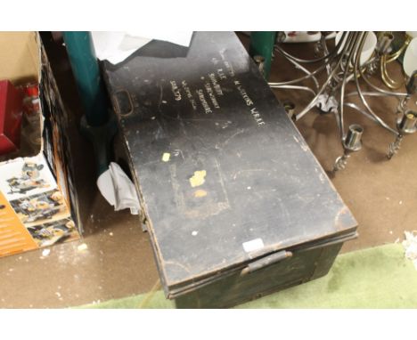 A LARGE MILITARY TIN TRUNK