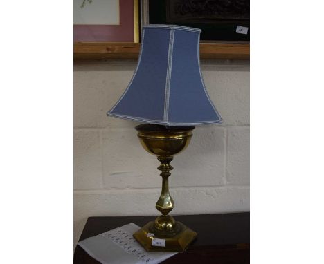 Victorian brass oil lamp with later electrical conversion