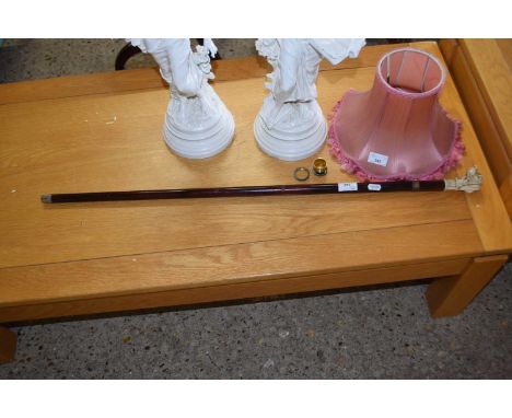 Walking stick with composite dogs head finial