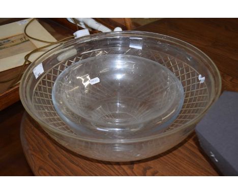 A cut glass light shade together with one other (2)