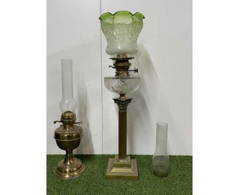 Antique English Victorian Brass Oil Lamp and one another