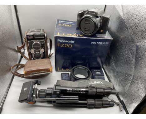 Yashica-Mat Vintage Camera and Digital Panasonic FZ20 Camera