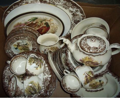 Large selection of Royal Worcester Palissy 'Game Series' dinner / tea service comprising seven dinner plates, six tea plates,