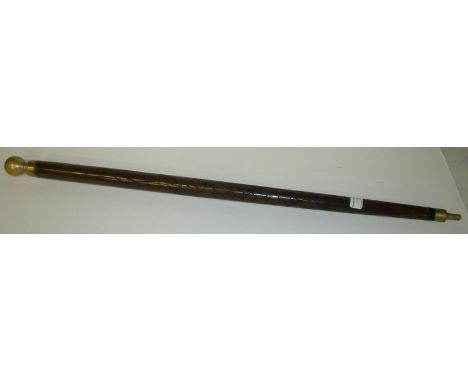 Carved wooden walking stick that converts to a snooker cue